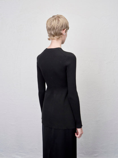 【ARIK. アリク AW】 Ara panel flare knit top Black