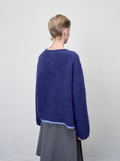 [ARIK. Arik AW] Shaula boxy alpaca knit jumper Violet Blue