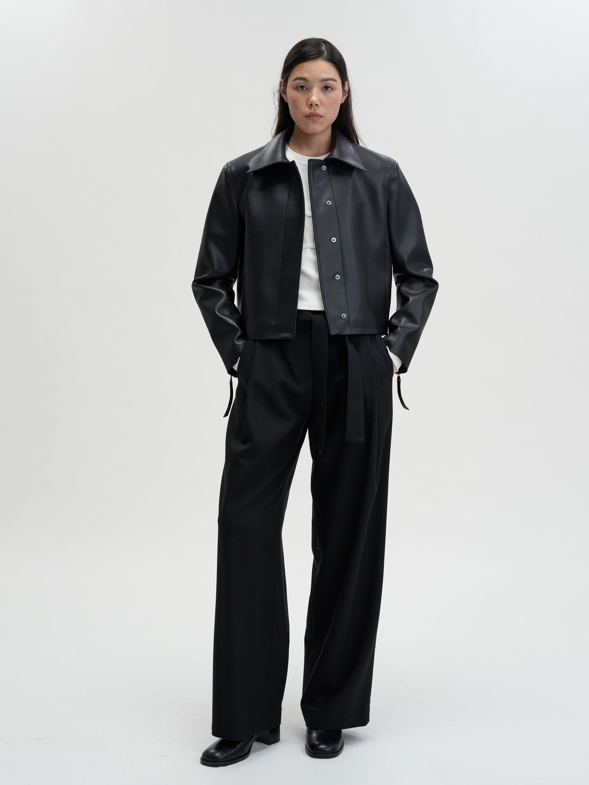 【MAGJAY】Slick Leather Jacket - Black