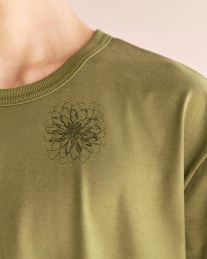 Flower Graphic T-Shirts(Recycle Fabric)_Khaki