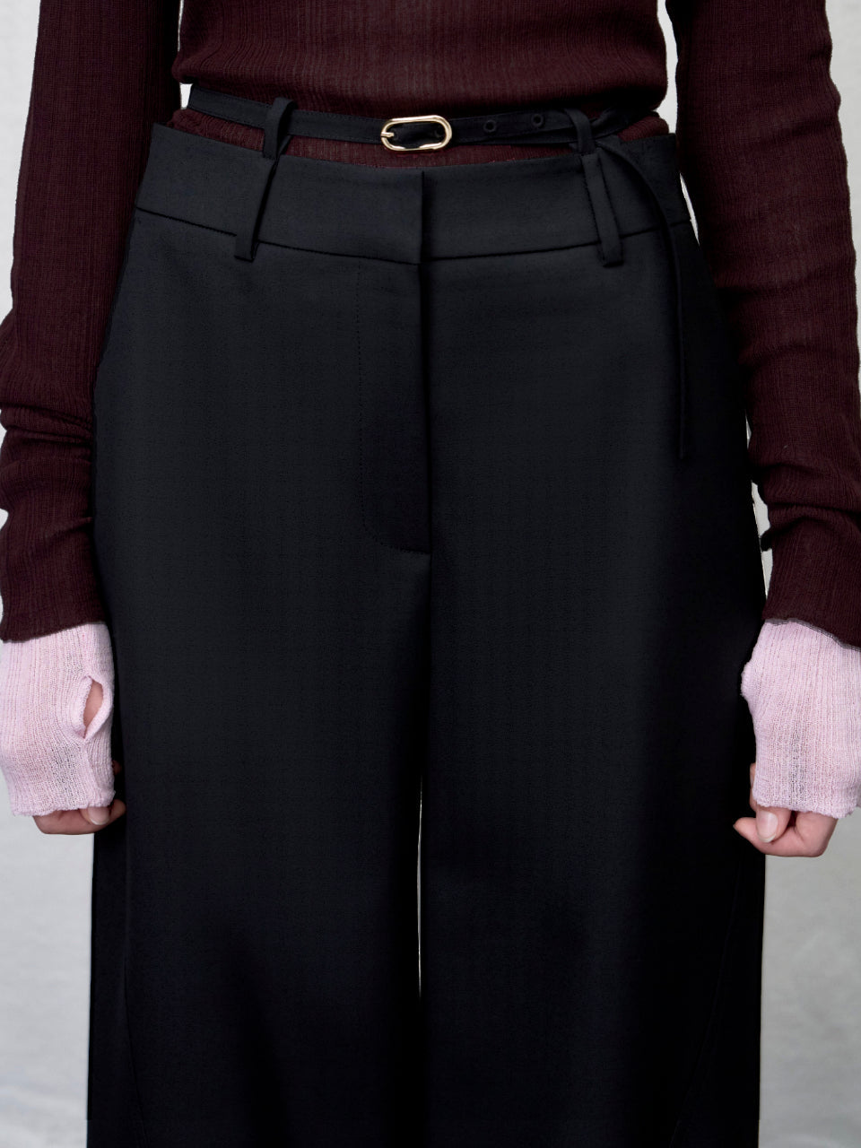 【ARIK. アリク AW】Tarius twisted belted wide pants Black