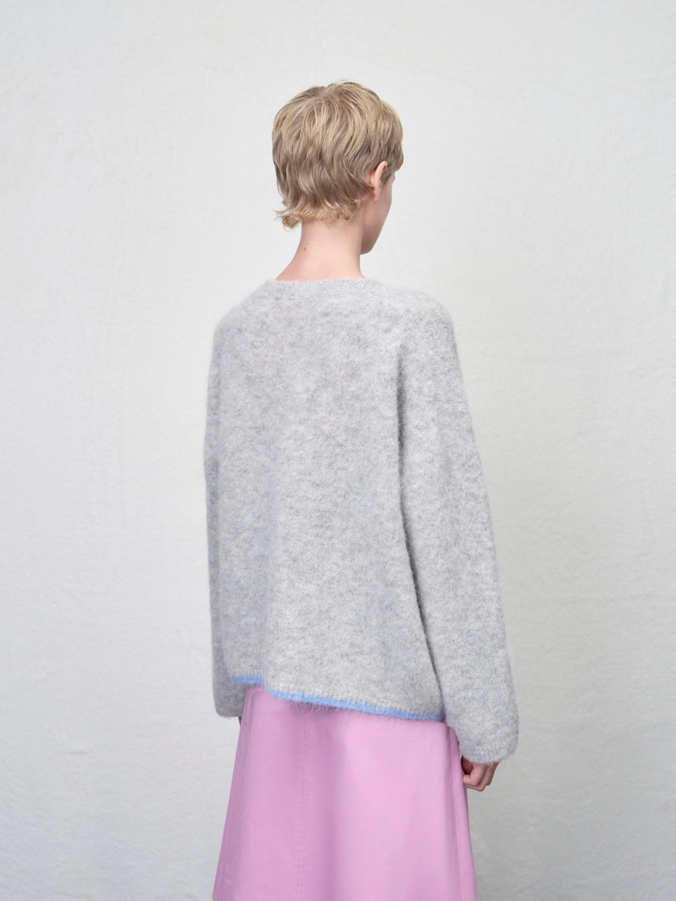 【ARIK. アリク AW】Shaula boxy alpaca knit jumper Melange Grey