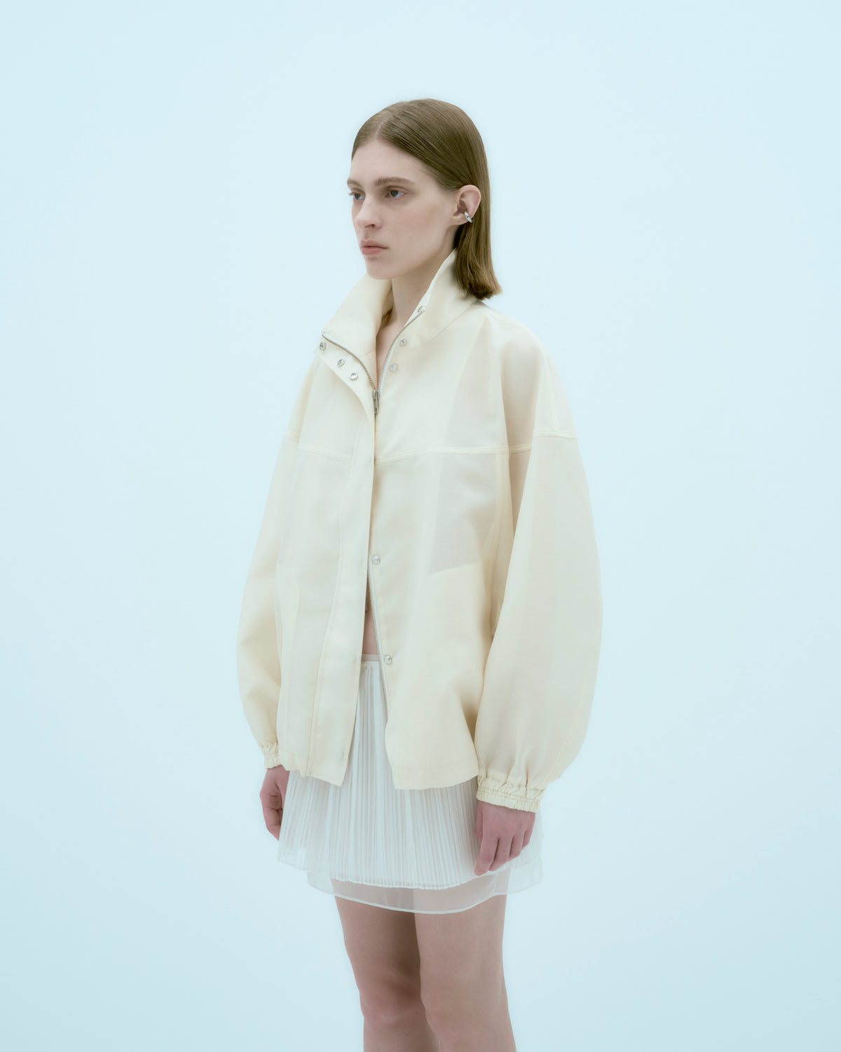 [ARIK.] [25SS] ELBA oversized sheer bomber jacket Butter Cream
