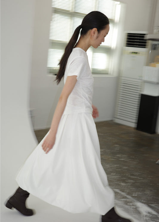 BALLOON MAXI SKIRT -WHITE
