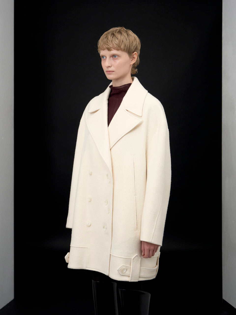 【ARIK. アリク AW】Anser boucle oversized pea coat Rice