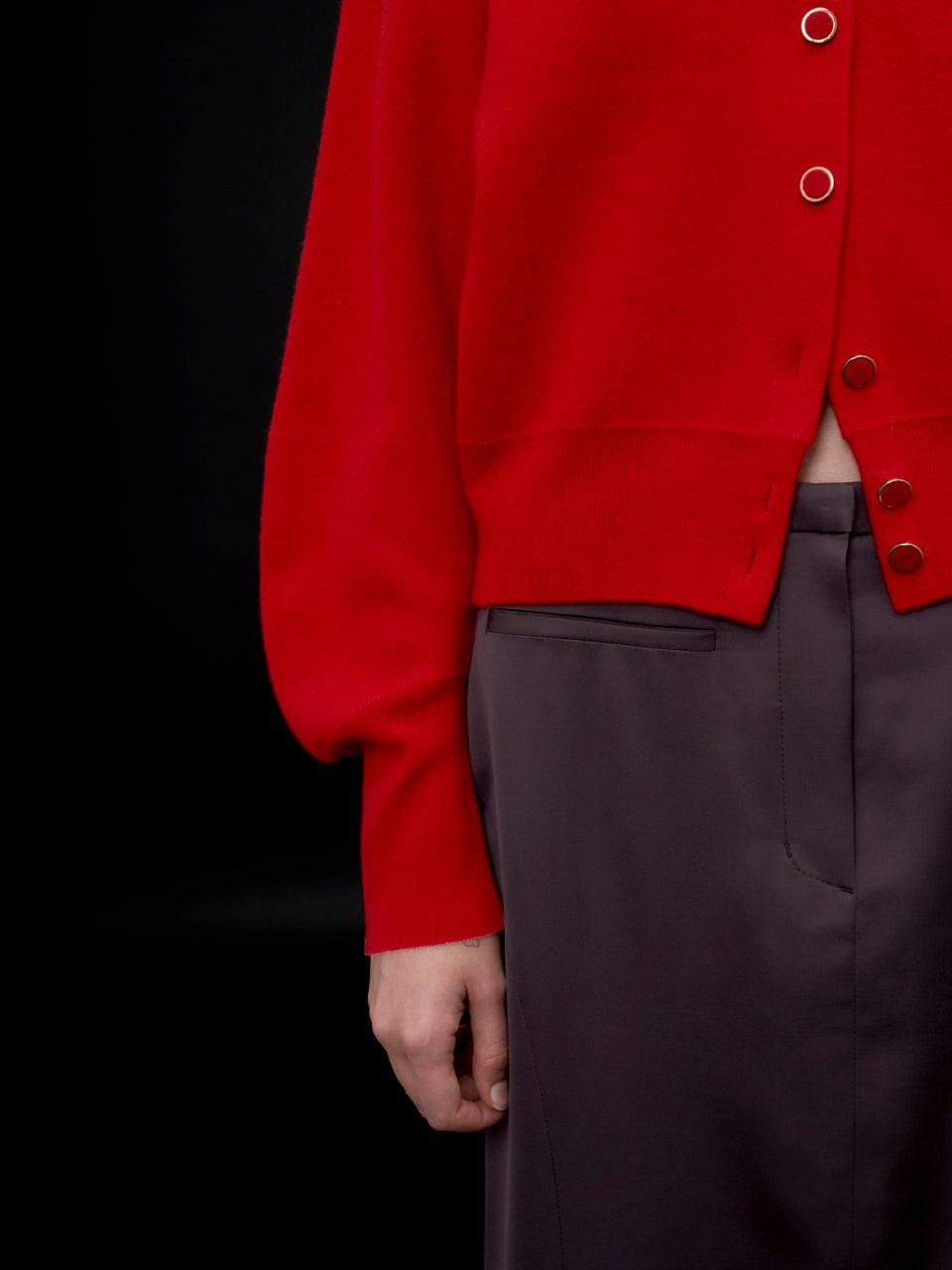 【ARIK. アリク AW】Asellus volume sleeve knit cardigan Red