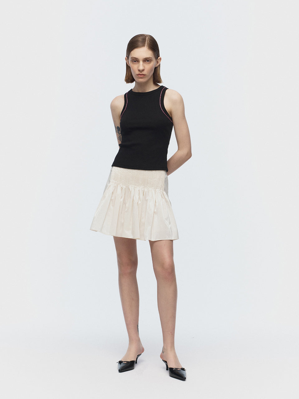 [ARIK. Arik] [24SS] DIPHDA pin tuck skirt Ivory
