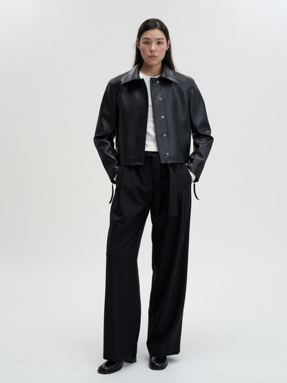 【MAGJAY】Slick Leather Jacket - Black