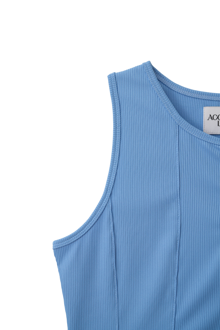 Zip-Up Tank Top - Sky Blue, Black