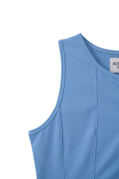 Zip-Up Tank Top - Sky Blue, Black