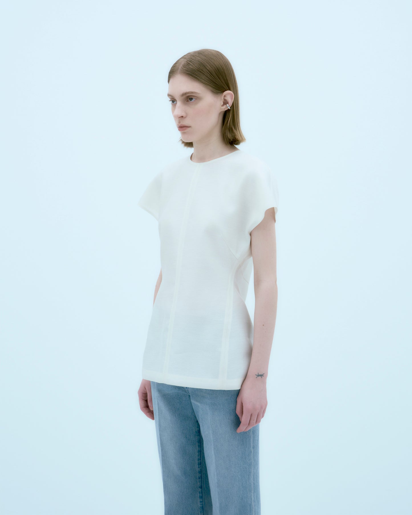 [ARIK.] [25SS] AIN silk blouse top Ivory