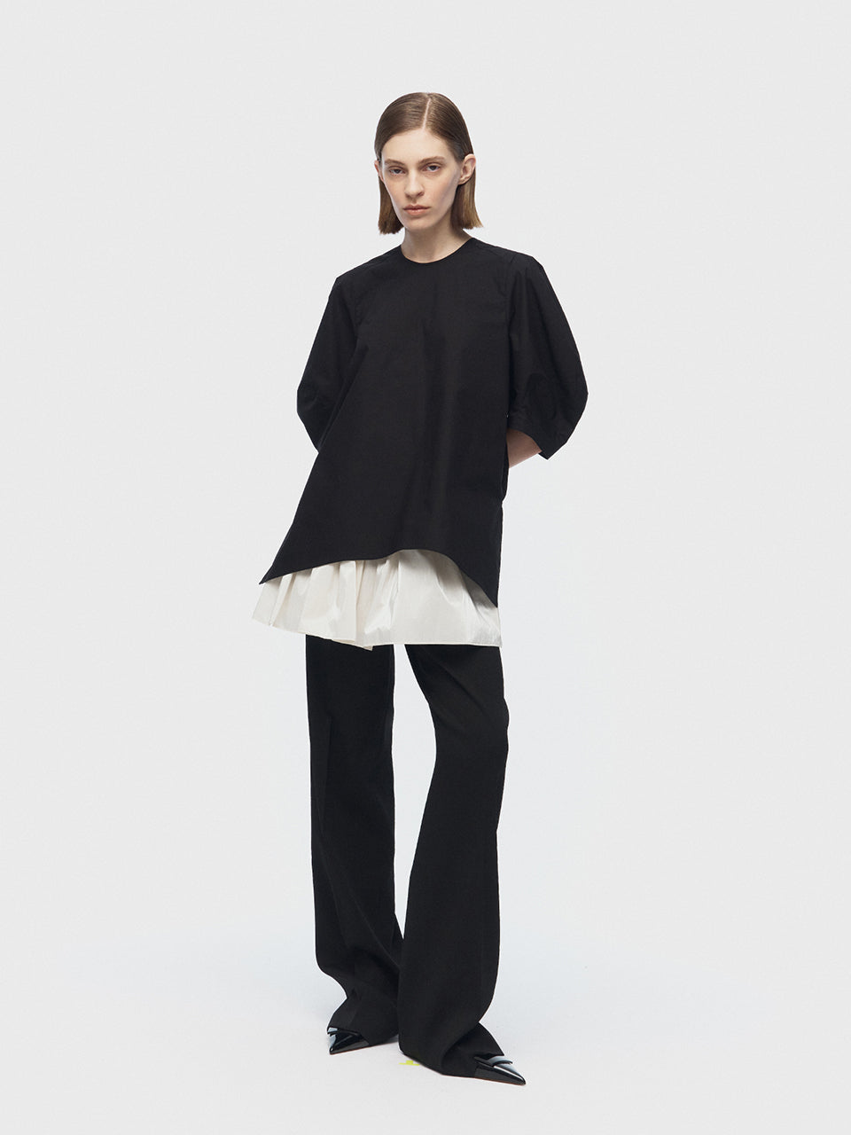 ARIK. [24SS] MIRACH layered straight pants Black