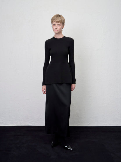 [ARIK. AW] Lyra satin maxi skirt Black