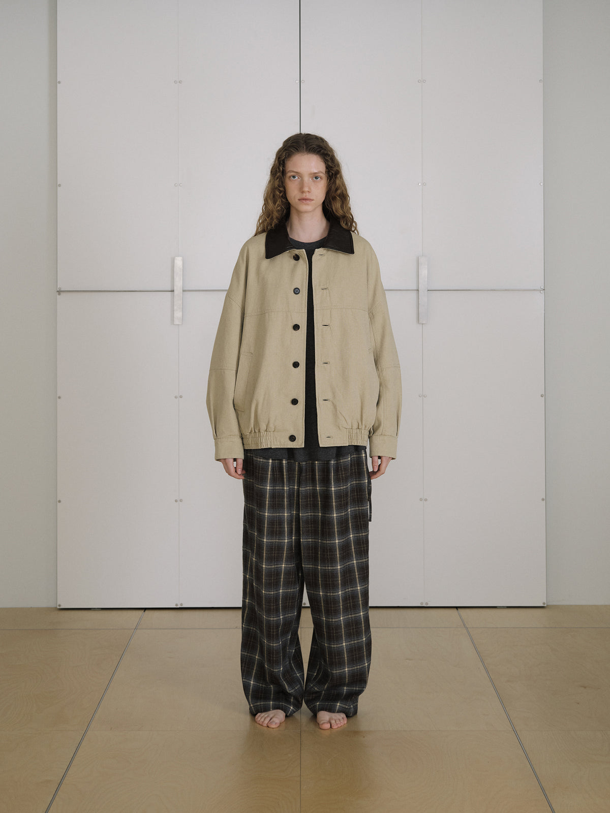 Side String Check Pants - Khaki 6