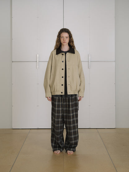 Side String Check Pants - Khaki 6