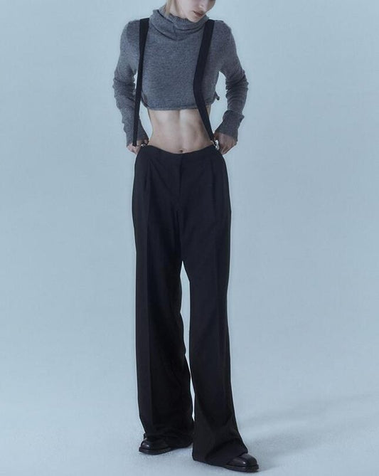 [MORE THAN YESTERDAY]Hooded Cropped Knit Top
