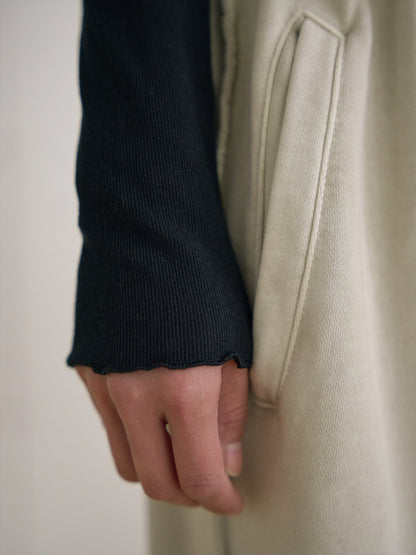 Wave V-neck Rib Cardigan - Black 12