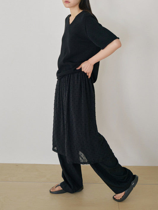 Dot Slit Skirt - Black