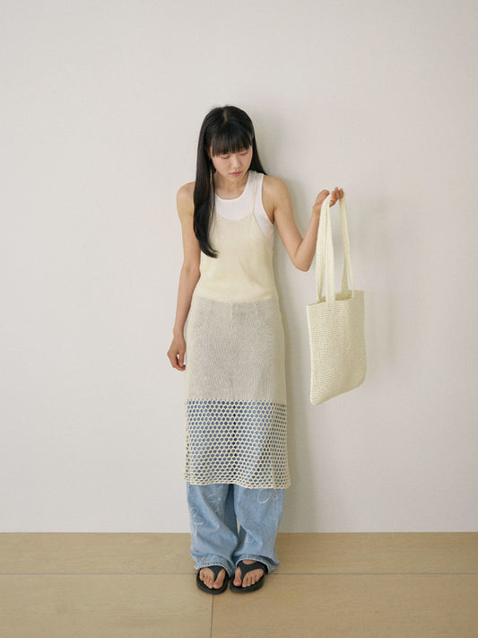 Handmade Paper Knit Bag - Ecru