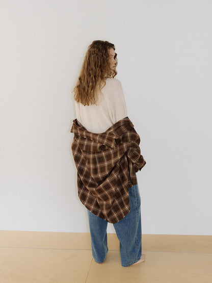 Fringe Check Shirt - Brown 5