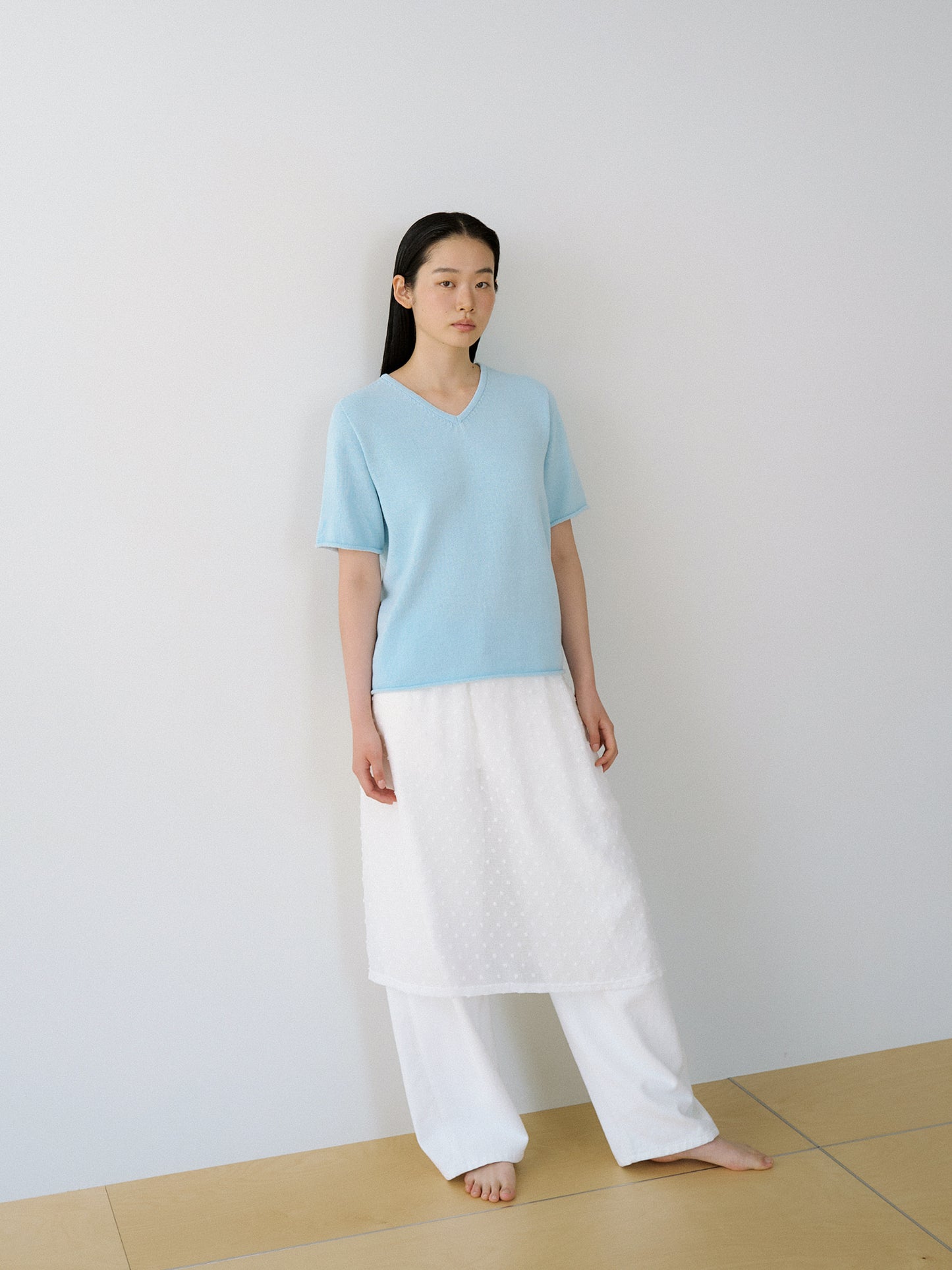 Dot Slit Skirt - Ivory