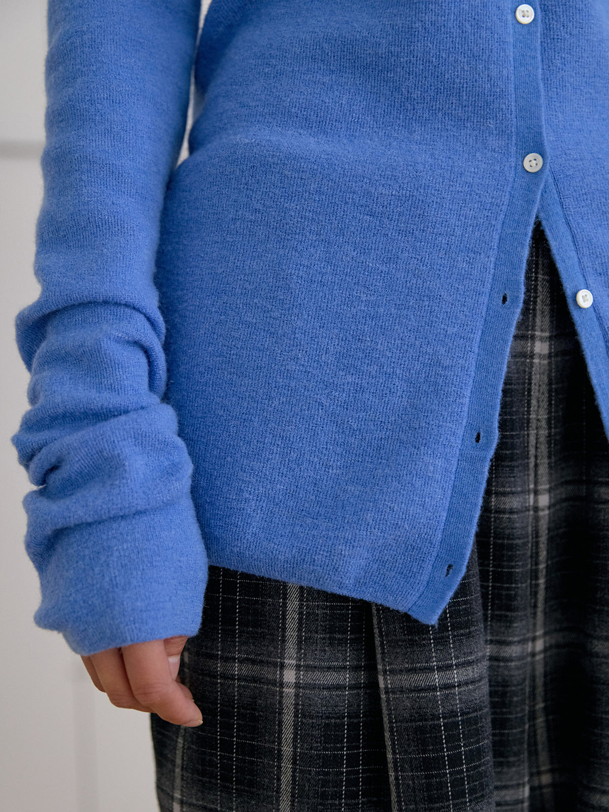 Alpaca Button Cardigan - Blue 12