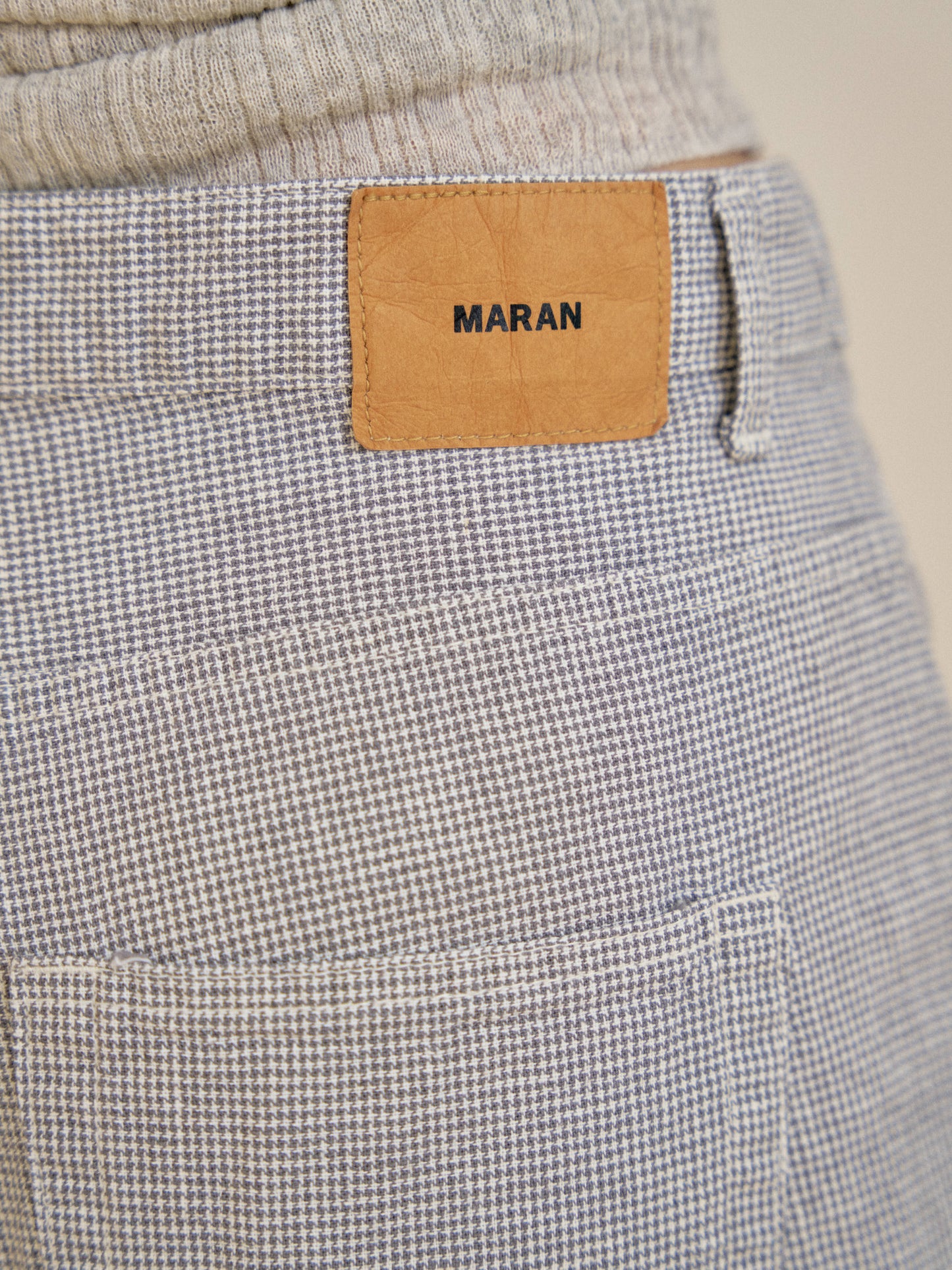 Linen Check Half Pants - Gray