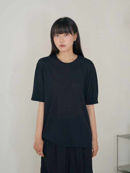 Linen Loose Short Sleeve - Black