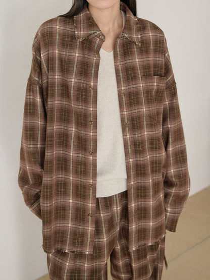 Fringe Check Shirt - Brown 10