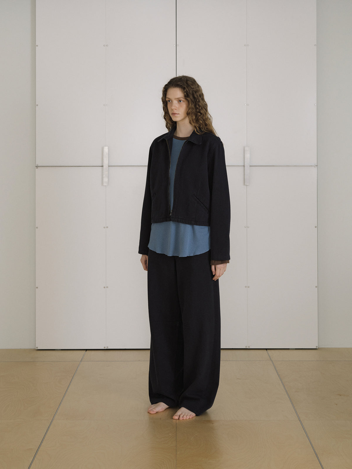 Cotton Twill Curved Pants - Navy 7