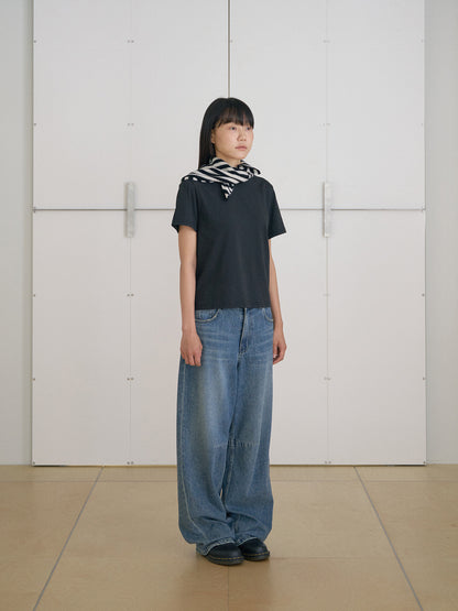 MARAN Stripe Square Scarf - Black 商品画像21/21