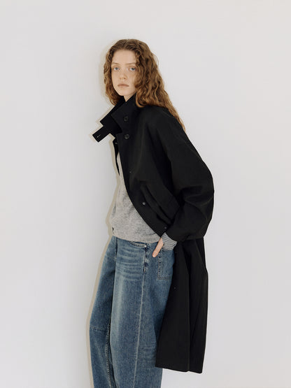 High Neck Trench Coat - Black 4