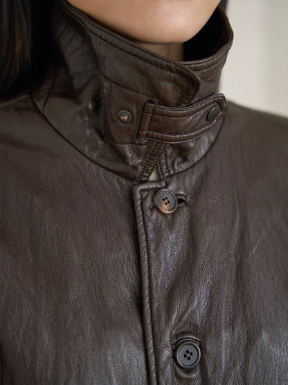 Soft Leather Blouson - Brown 11