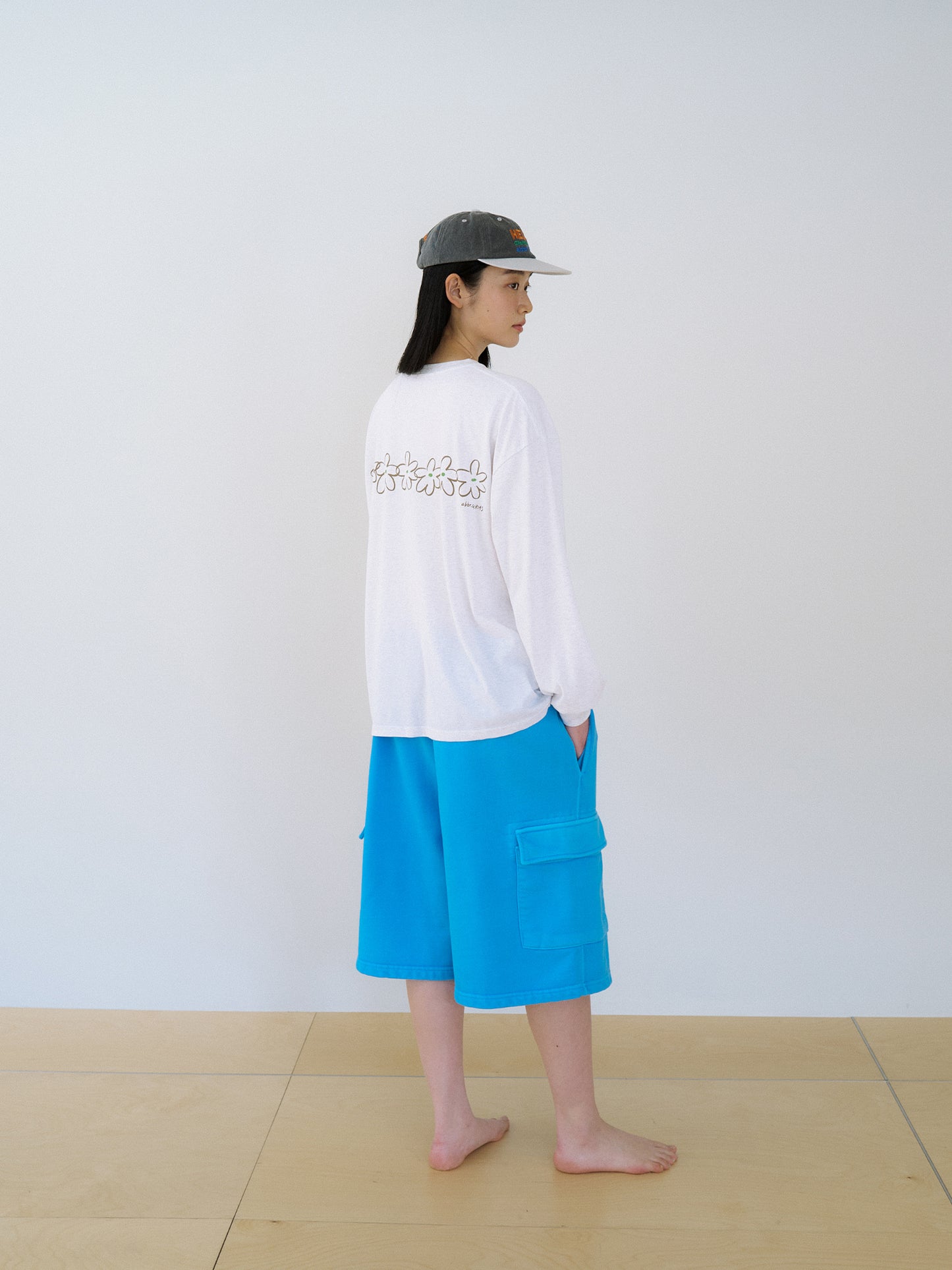 Flower Printing Long Sleeve - Light Gray