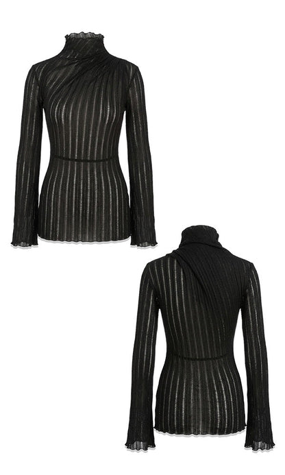 See-through Turtleneck T-shirts Black (SS Ver.)