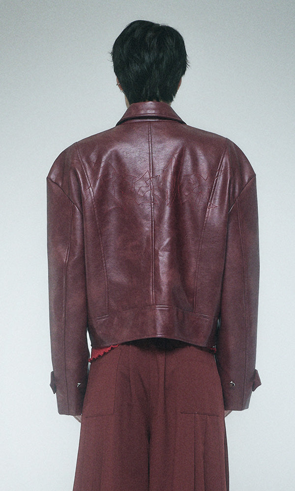 Reculer Signature stitch leather jacket(バーガンディ) 商品画像1/6