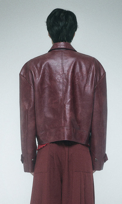Reculer Signature stitch leather jacket(バーガンディ) 商品画像1/6