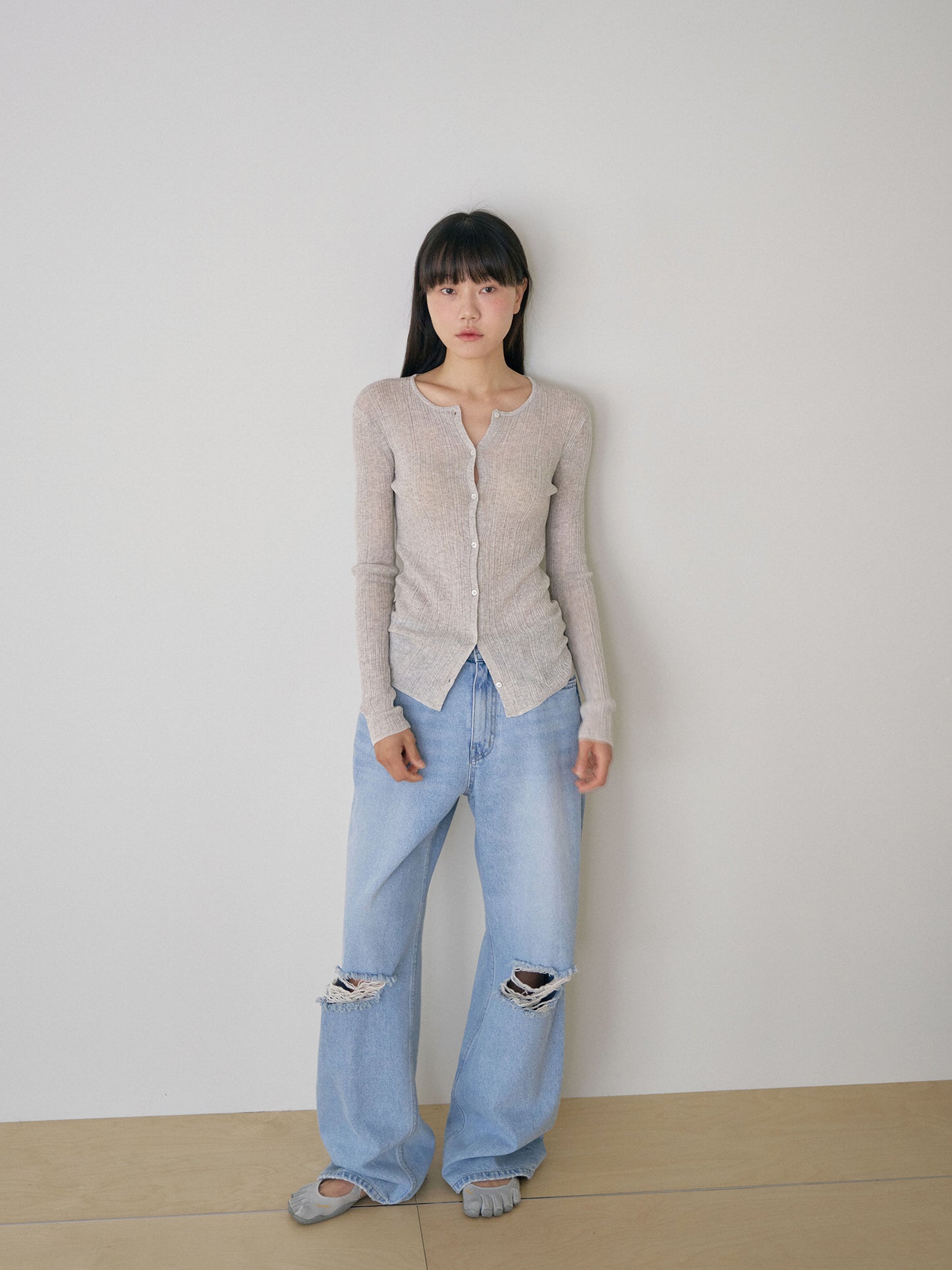 Multi Rib Cardigan - Gray
