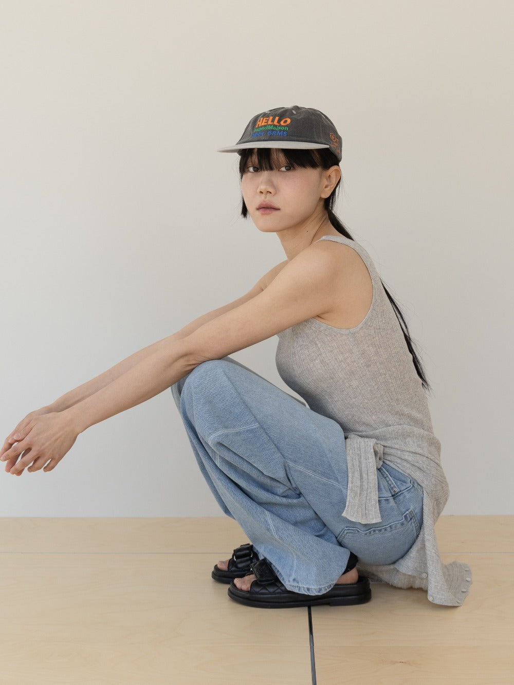 Grand Maison Washed Ball Cap - Charcoal