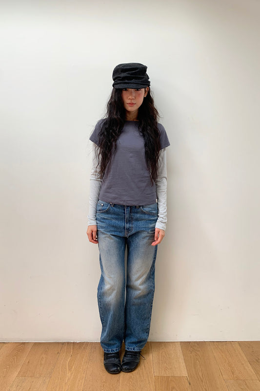 FLORAL LABEL LAYERED T-SHIRT, CHARCOAL