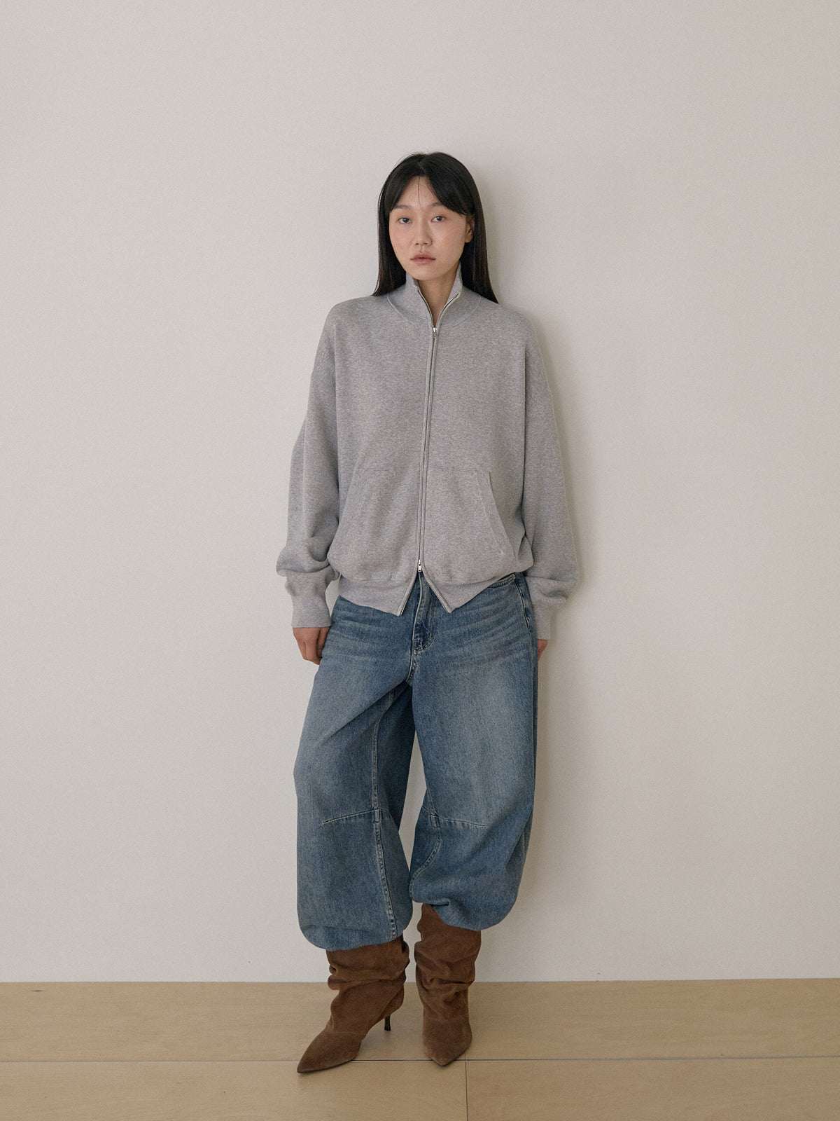 Ray Zip-up Cardigan - Gray 2