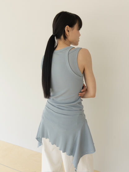 【MARAN】Mei Ribbed Sleeveles-BLUE