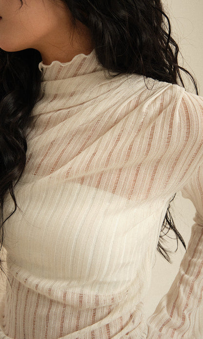 See-through Turtleneck T-shirts Ivory (SS Version)