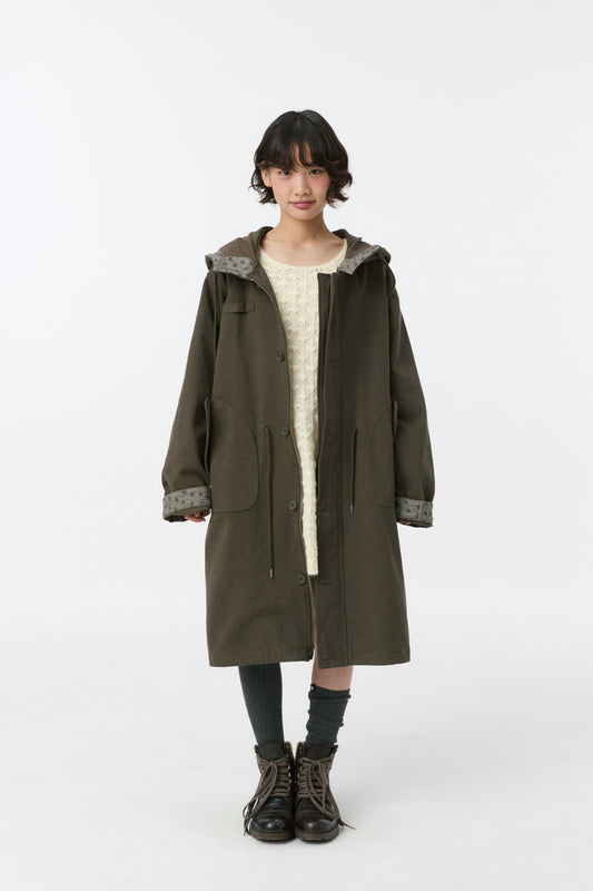 [9/21予約配送] VINTAGE FLORAL HOODED JACKET, KHAKI