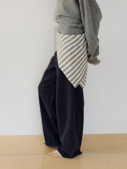Stripe Square Scarf - Gray 4