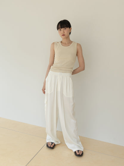 [MARAN] Mei Ribbed Sleeveless - BEIGE
