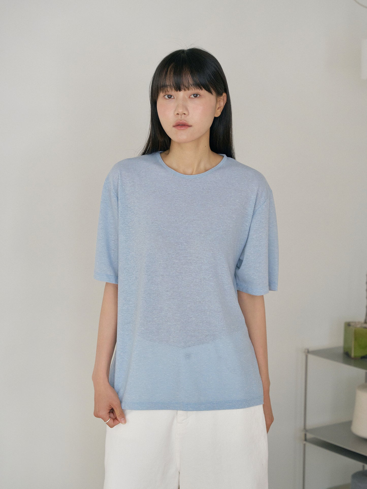 Linen Loose Short Sleeve - Blue