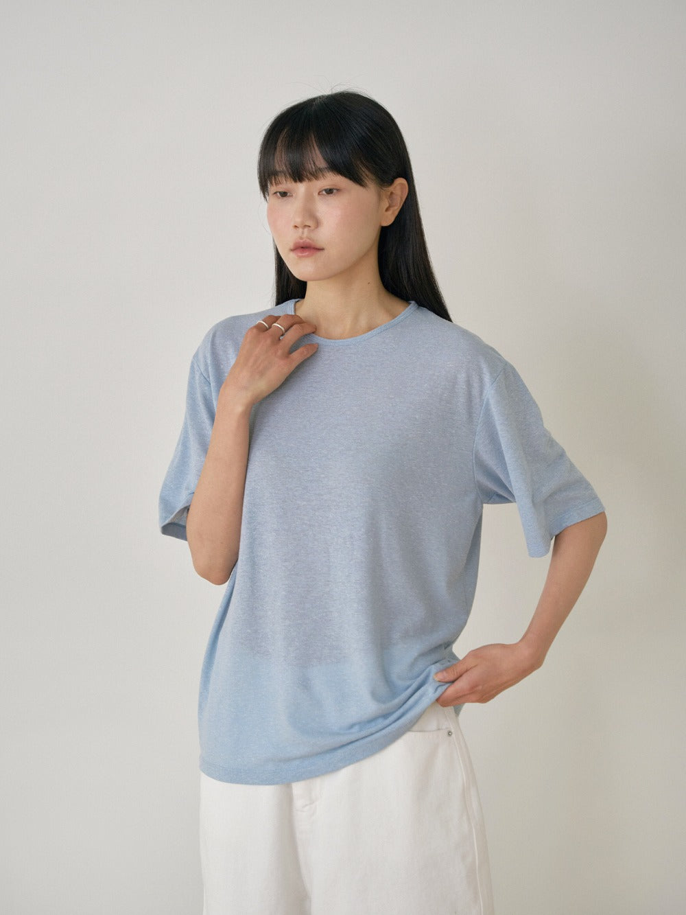 Linen Loose Short Sleeve - Blue