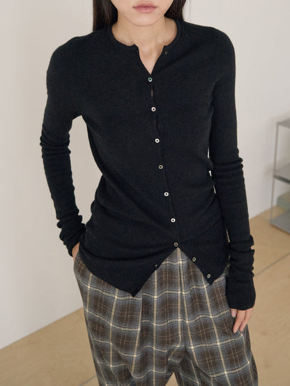 Alpaca Button Cardigan - Black 9