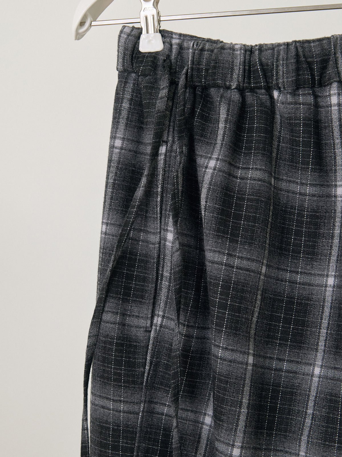 Side String Check Pants - Black 8